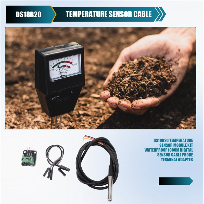 Sensor Kit Arduino - [A93Z!】DS18B20温度センサーモジュールキット、防水仕様、100cmデジタルセンサーケーブル、プローブ、アダプター、Arduino用