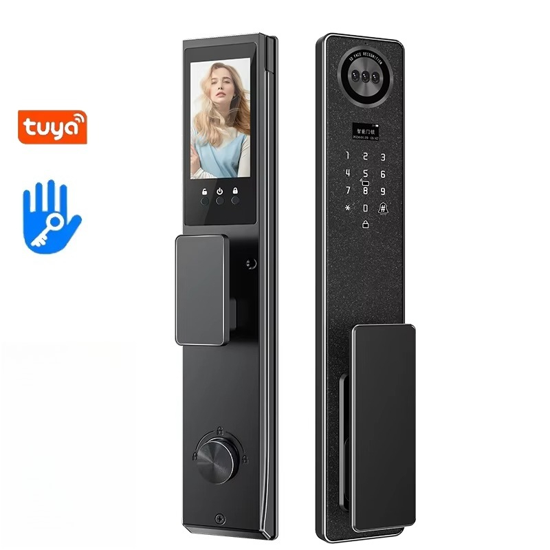 Smart Door Lock Wifi - Tuya WiFi スマートドアロック、家庭用生体認証指紋ロック、キーパッドパスワード電子ロック、盗難防止フロントドアセキュリティロック