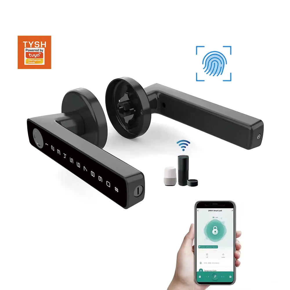 Smart Door Lock Wifi - TYSH Tuyaスマート自動セキュリティ生体認証指紋ハンドルロックCerradura Inteligenteロック電子スマートドアロック