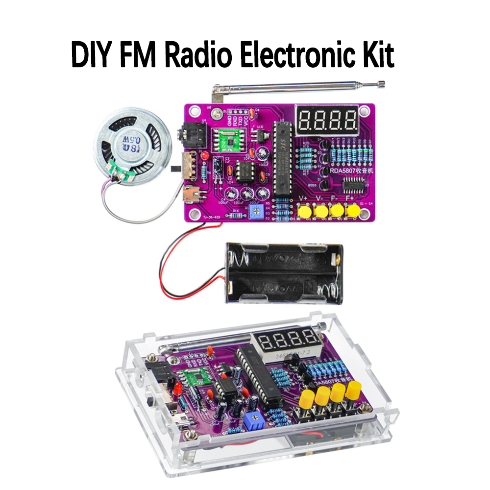 Electronics Project Kit - DIY FM ラジオ電子キット 87-108MHz 調整可能な周波数デジタルディスプレイはんだ付けプロジェクト練習用はんだ RDA5807S