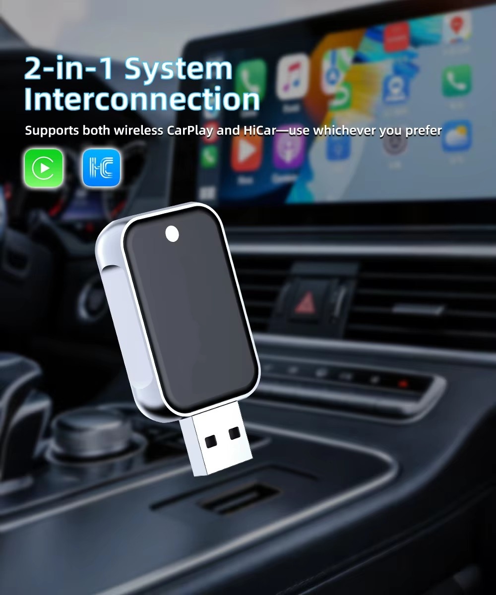 Wifi Smart Plug - HGB0E 2-in-1 カースマートボックス ワイヤレスCarPlay & HiCarアダプター