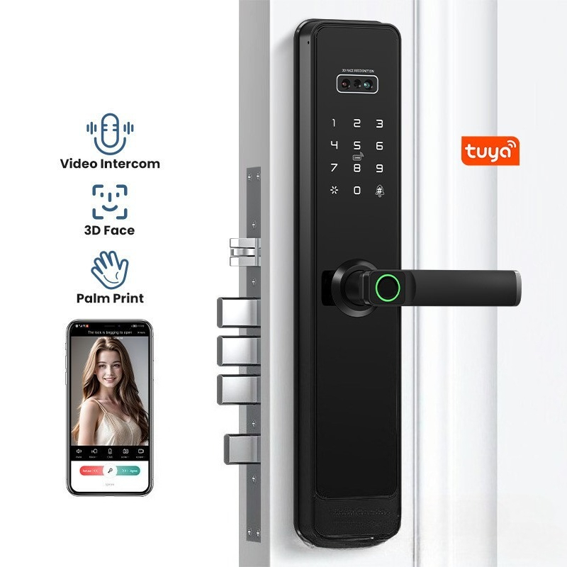 Smart Door Lock Wifi - EGFirtor 半自動 Tuya 指紋パスワードロック ホームリモートロック解除 Wifi