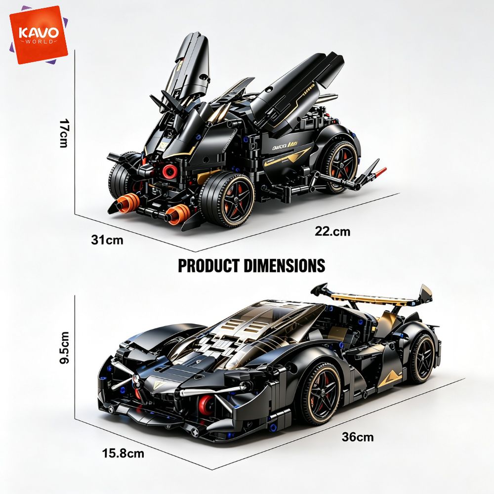 KAVOWORLD 1248ピース MOC ブラック・レーシ - Stem Robotics Kit のレビューと価格