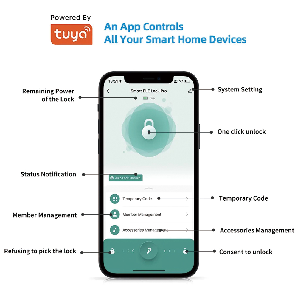 TYSH Tuyaスマート自動セキュリティ生体認証指紋ハンド - Smart Door Lock Wifi のレビューと価格