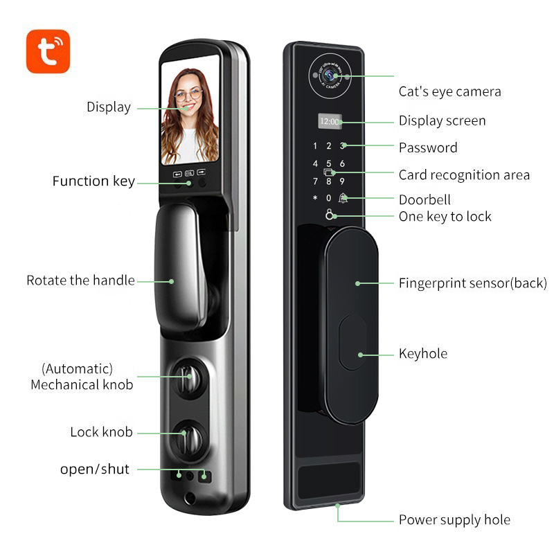 自動TUYA Wifi対応 キャッツアイ 指紋認証 プッシュ - Smart Door Lock Wifi のレビューと価格
